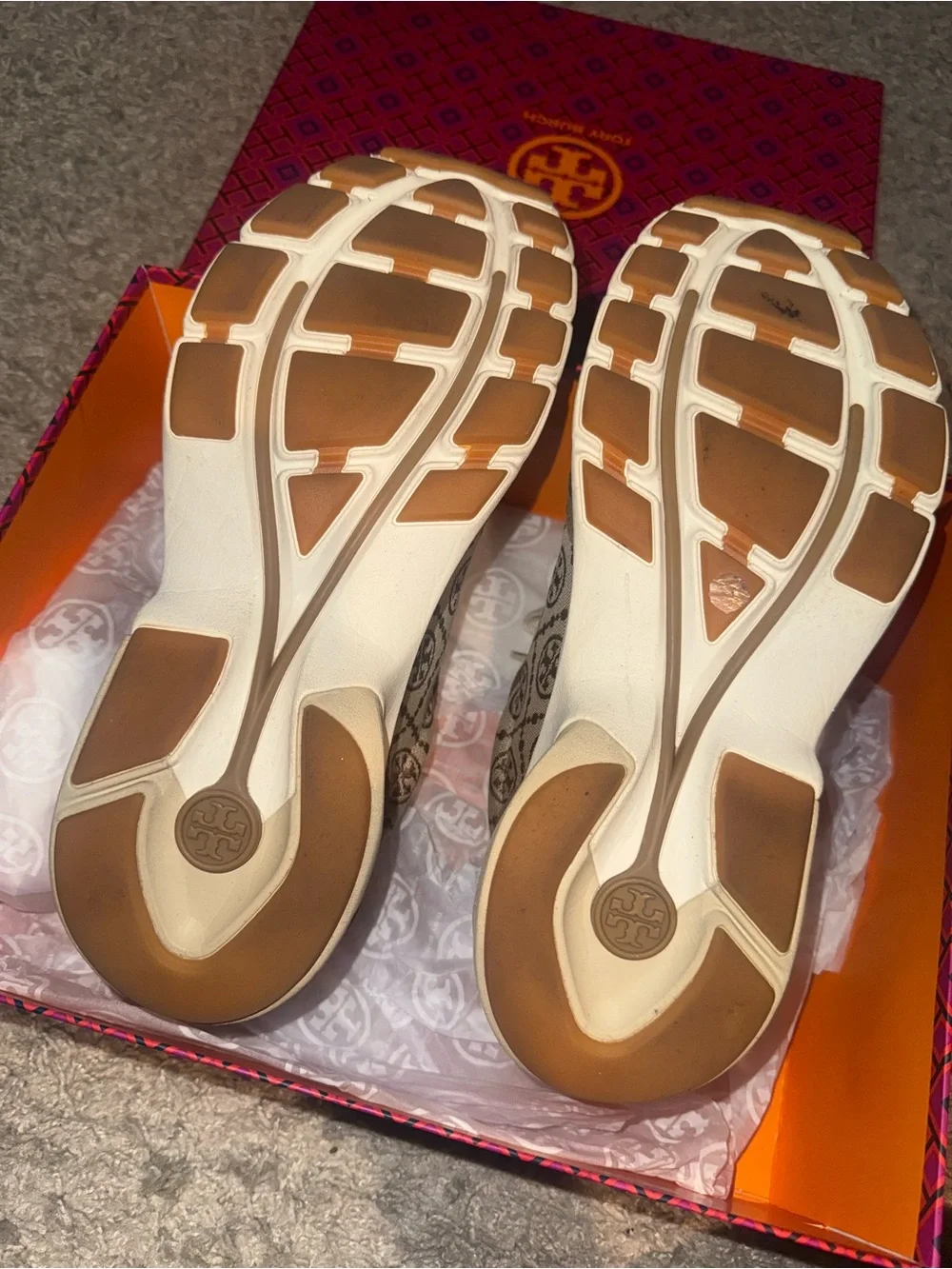 Tory Burch Logo Suede & Canvas Sneakers & matching bucket-bag. Dust-bag too.